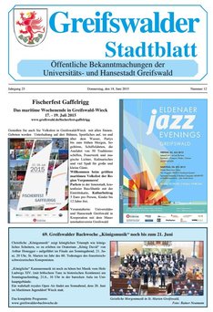 Die Titelseite des Greifswalder Stadtblatts