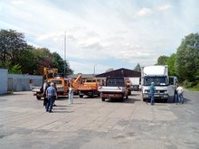 Standort Gützkower Landstrasse: Mittagspause  - die Fahrzeuge sind gerade auf dem Hof