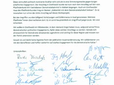 Erklärung der BS gegen Gewalt vom 17. Juli mit Unterschriftenliste